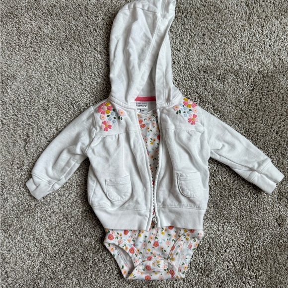 Baby Girls Cute Floral Baby Hoodie and Bodysuit Set outfit size 3 months - Picture 3 of 11